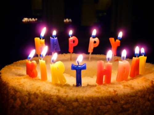 Happy Birthday Candles on Angel Foods Cake by Rob J Brooks on Flickr